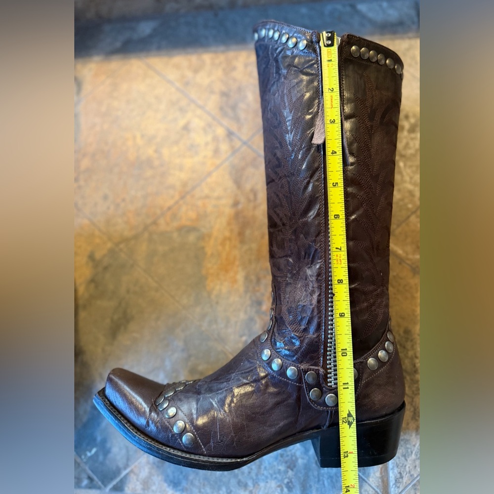 Old Gringo Studded Tall Western Boots Womens 7B Brown Leather Snip Toe Knee High - Picture 8 of 12
